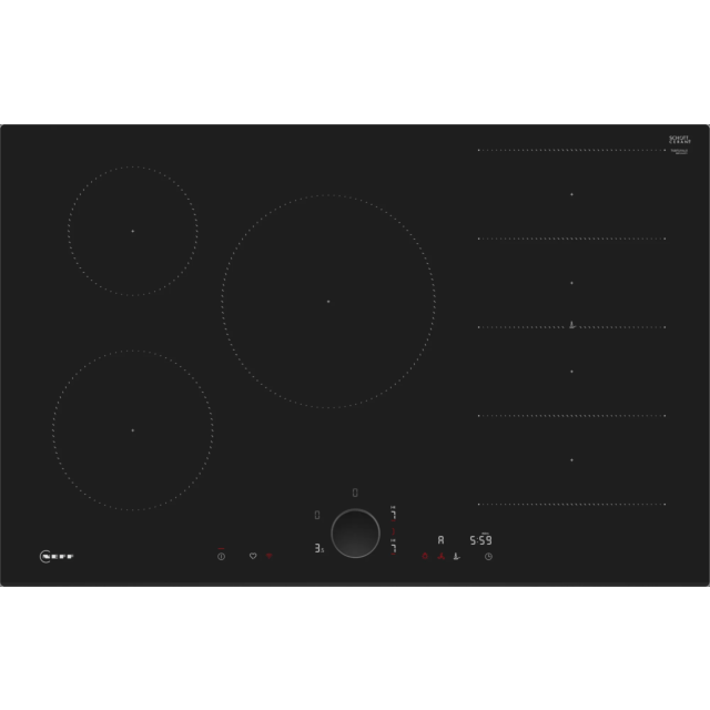 Neff T68FUV4L0 90Cm Flex Induction Hob, Bevel Front. 1 X Flex + 3 Zones, Anthracite Grey Twist Pad, 