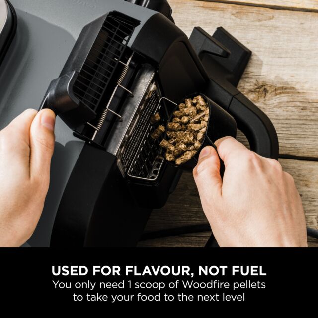 Ninja OG701UK Woodfire Electric BBQ Grill & Smoker with Woodfire BBQ Pellets