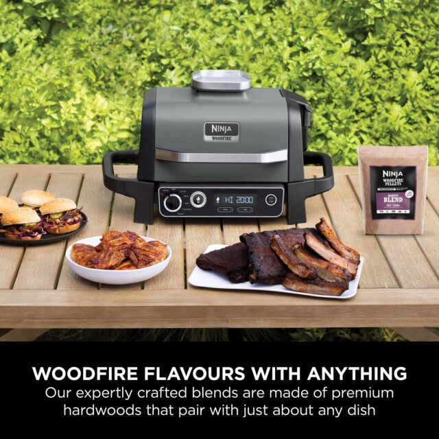 Ninja OG701UK Woodfire Electric BBQ Grill & Smoker with Woodfire BBQ Pellets