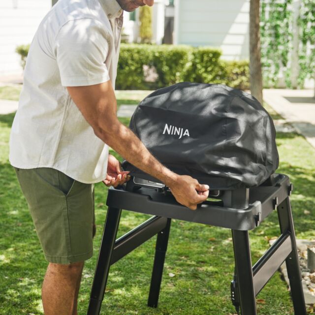 Ninja OG850UK Woodfire XL Electric BBQ Grill & Smoker with Cover and Pellets - Black/Grey