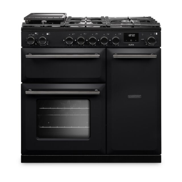 Rangemaster AURA90DFP/19276 Aura 90cm Dual Fuel Black - Onyx trim