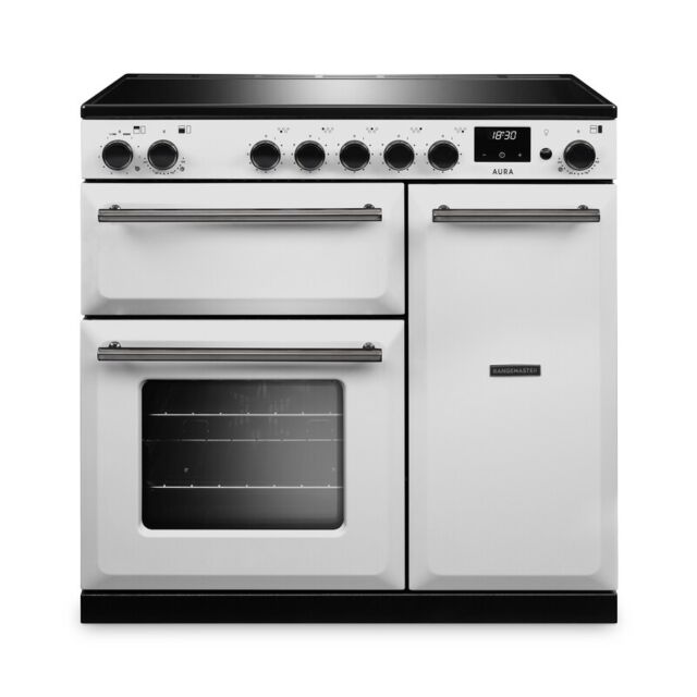 Rangemaster AURA90EIP/19283 Aura 90cm Induction White - Onyx trim