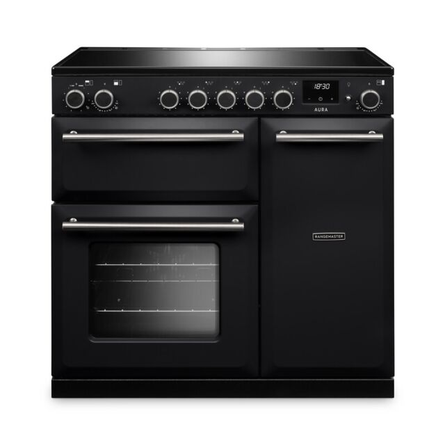 Rangemaster AURA90EIP/19332 Aura 90cm Induction Black - Brushed Nickel trim