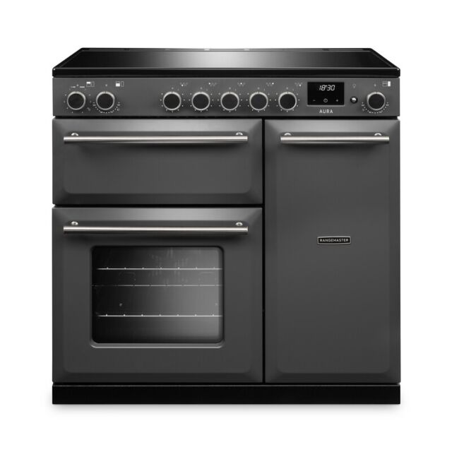 Rangemaster AURA90EIP/19333 Aura 90cm Induction Slate - Brushed Nickel trim