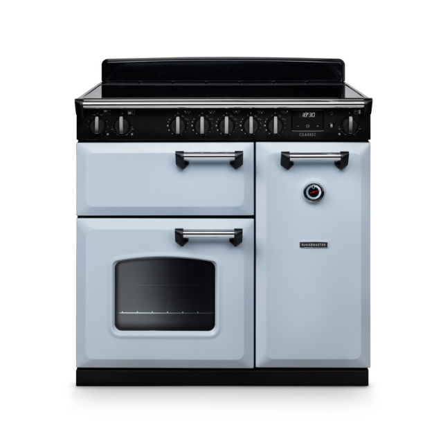 Rangemaster CL90EIPMSB/CM1 14178 Classic 90Cm Induction Range Cooker Misty Blue / Chrome, A Rated