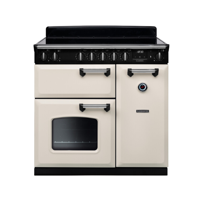 Rangemaster CL90EIPPCR/CM1 14176 CLASSIC 90cm Induction Range Cooker Classic Pale Cream / Chrome, A 