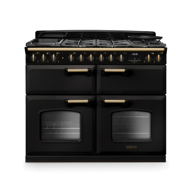 Rangemaster CLDLB110DFPCBL/AB1 110Cm Dual Fuel Range Cooker Classic Deluxe Charcoal Black / Antique 