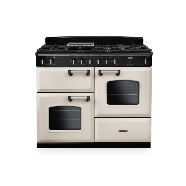 Rangemaster CLO110DFPPCR/CM1 CLASSIC OC 110 Dual Fuel Range Cooker Pale Cream / Chrome, A Rated