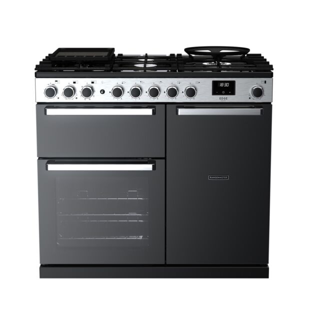 Rangemaster EDDL100DFGBLK/CM1 100Cm Edge Deluxe Dual Fuel Range Cooker - Black 