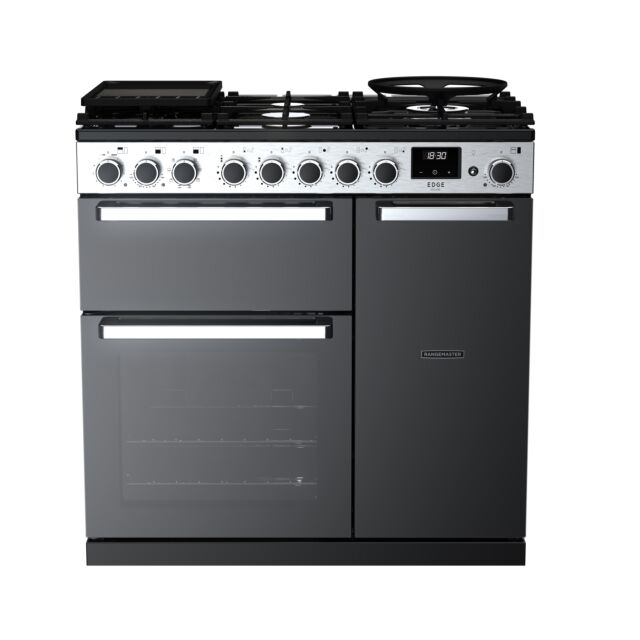 Rangemaster EDDL90DFGBLK/CM1 90CmEdge DeluxeDual FuelRange CookerBlack (Glass)