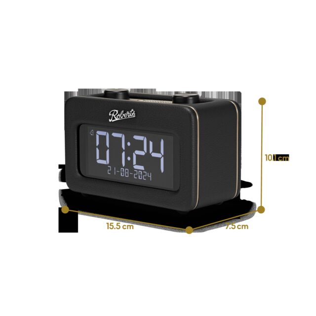 Roberts Radio Revival styled DAB+/FM bedside radio with Bluetooth with Alarms - Black