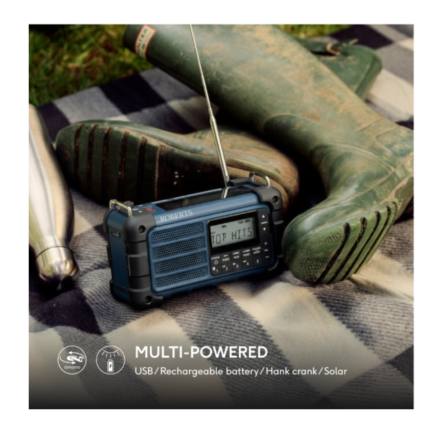 Roberts Radio SOLARDAB 99 Dab+/Fm Multi-Powered Radio With Bluetooth, Usb/Rechargeable Battery/Hand