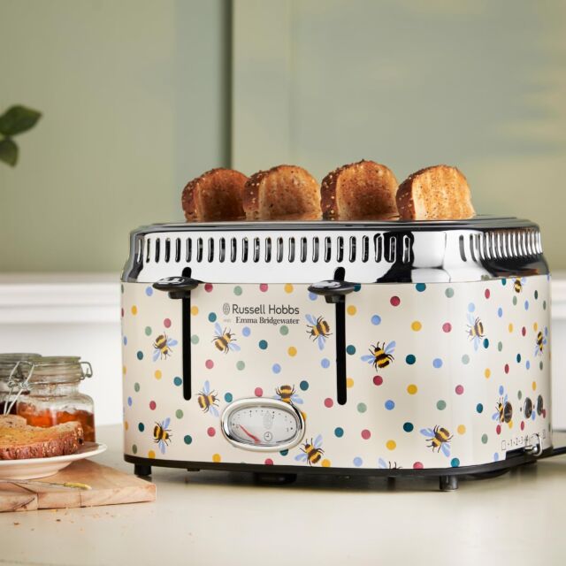 Russell Hobbs 27250 Bumblebee Polkadot 4 Slice Toaster 