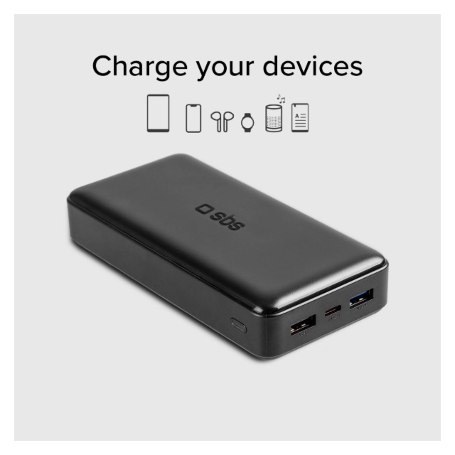 SBS TTBB20000FASTK Fast Charge Powerbank: 20,000 Mah, 2 Usbs