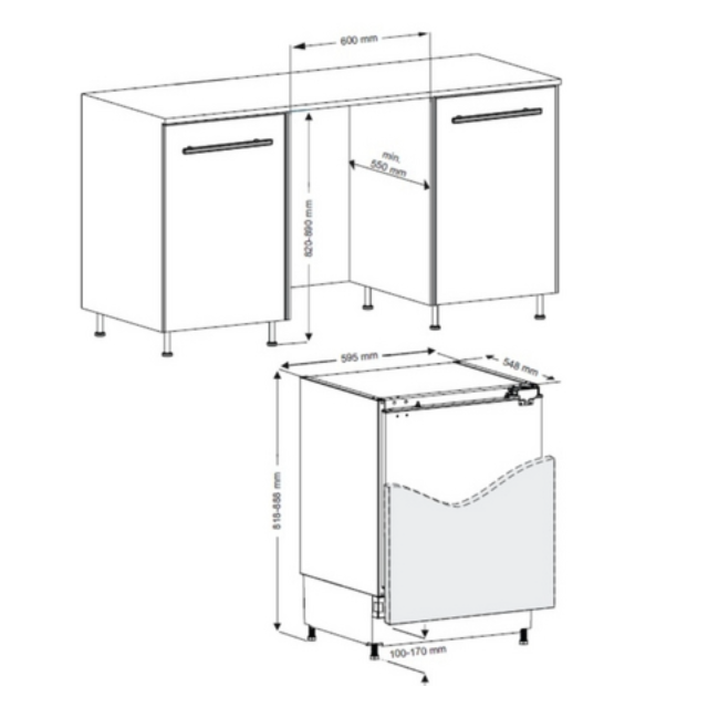 Sensis RFUCBI01L54EW 59.5cm Built-In Larder Fridge - White