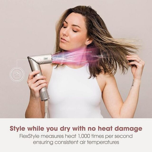 Shark HD435SLUK FlexStyle 4-in-1 Air Styler + Hair Dryer for Curly + Coily Hair â€“ Stone