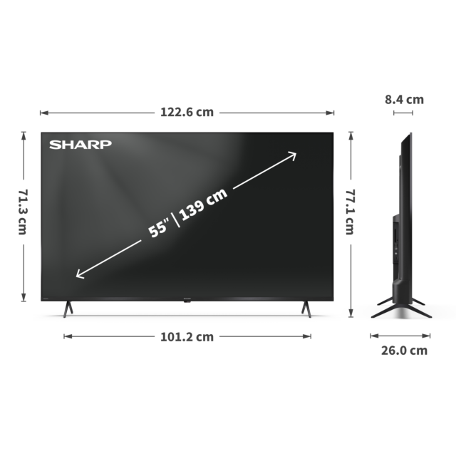 Sharp 4T-C55HM5245KB 4K UHD TV - Black | 55 to 64 inch LED 4K UHD Televisions | 55 to 64 inch LED Televisions | 55 to 64 inch Televisions | TVs | TV & Entertainment | Catalogue | Euronics Site