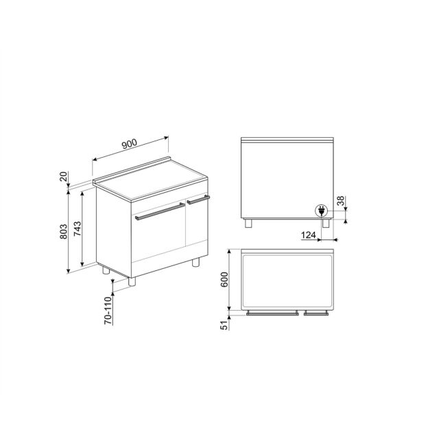 Smeg C92IPX2 85.3cm Electric Rangecooker with Double Oven and Induction Hob - Stainless steel