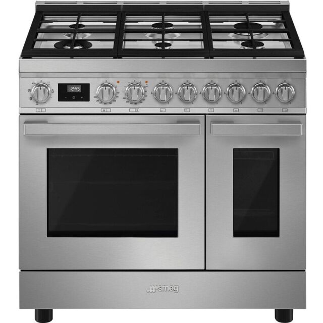 Smeg CPF92GMX 90cm Portofino Dual Fuel Range Cooker Stainless Stainless Steel