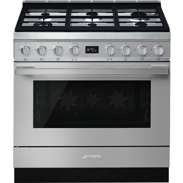 Smeg CPF9GPX 90Cm Portofino Dual Fuel Range Cooker Stainless Steel