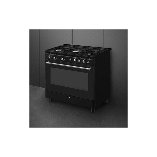 Smeg Concert CX91GMBL 90cm Dual Fuel Range Cooker wtih Gas Hob - Black