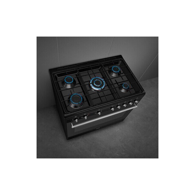 Smeg Concert CX91GMBL 90cm Dual Fuel Range Cooker wtih Gas Hob - Black