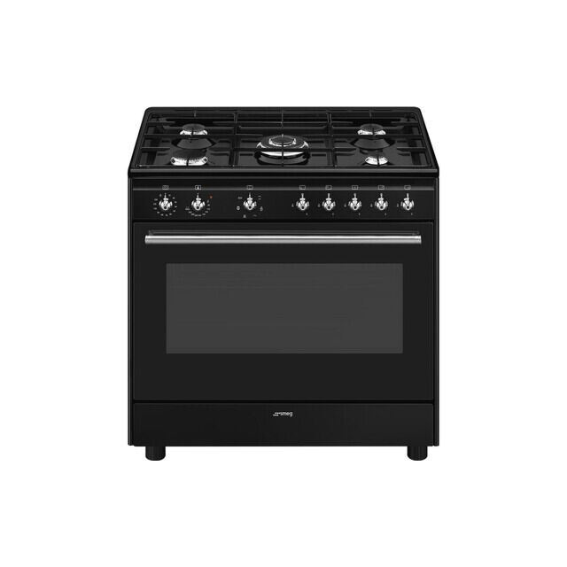 Smeg Concert CX91GMBL 90cm Dual Fuel Range Cooker wtih Gas Hob - Black