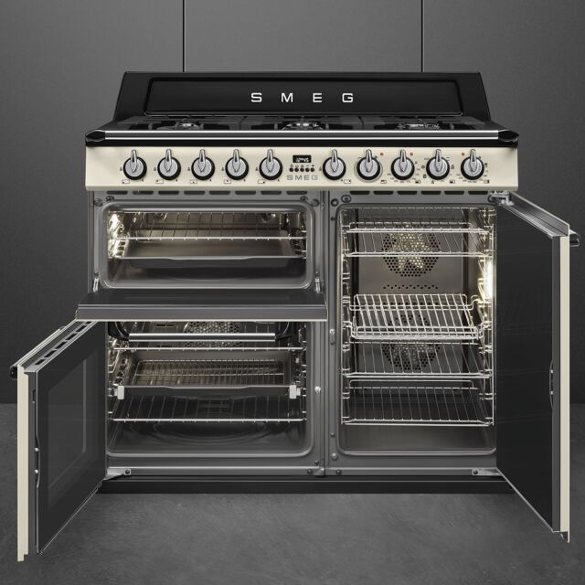 Smeg TR103P 100cm Victoria Dual Fuel Range Cooker Cream