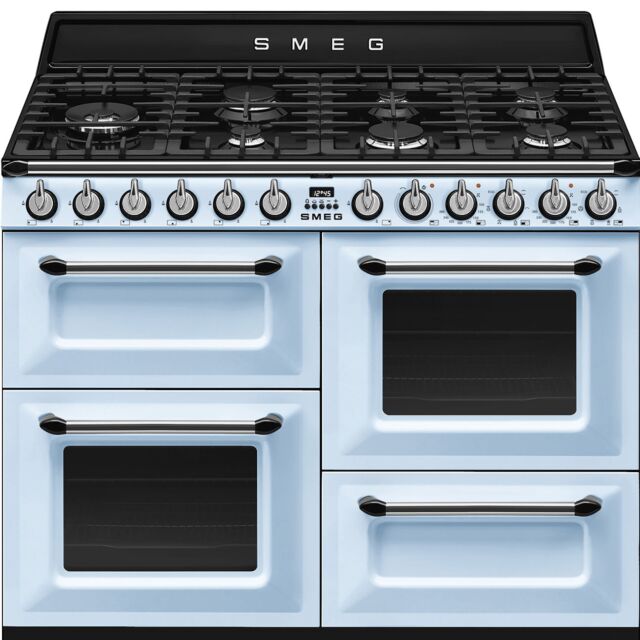 Smeg TR4110AZ 110cm Victoria Dual Fuel Range Cooker Pastel Blue