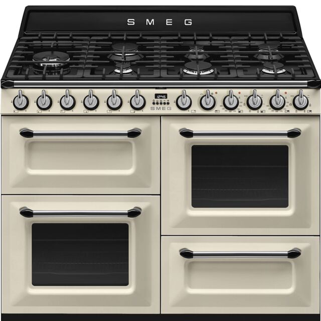 Smeg TR4110P1 110cm Victoria Dual Fuel Range Cooker Cream