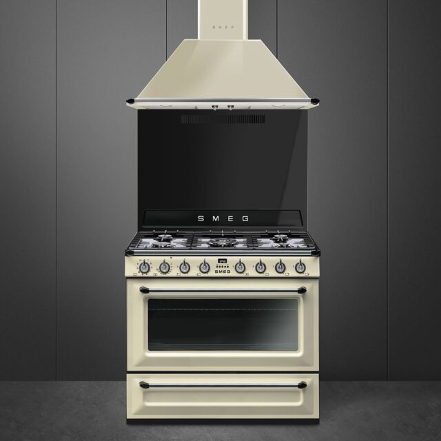 Smeg TR90P9 90cm Victoria Dual Fuel Range Cooker Cream
