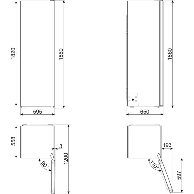Smeg UKFF18EN2HX Freestanding No Frost Freezer Stainless Steel Door