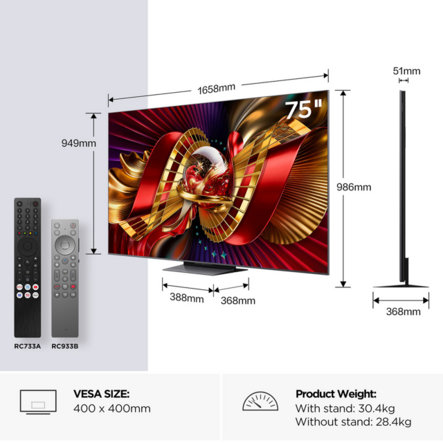 TCL 75C8L-UK 75inch 4K Ultra HD QD-Mini LED TV