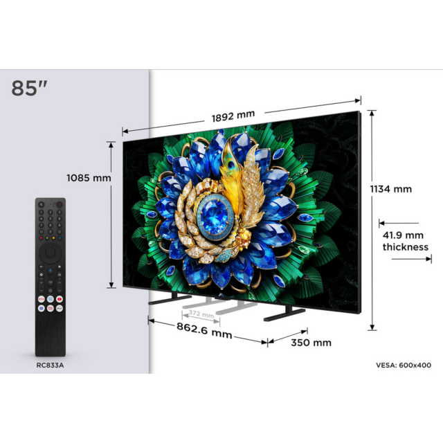 TTCL 85A400M-UK 85inch QD-MINI LED TV with HVA Panel