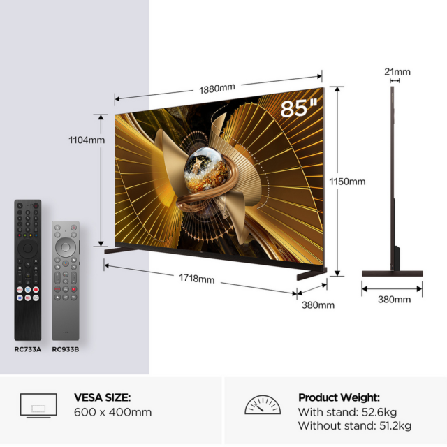 TCL 85X11L-UK 85-inch 4K Ultra HD SQD MINI LED TV