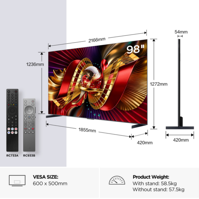TCL 98C8L-UK 98-inch 4K Ultra HD QD-Mini LED TV