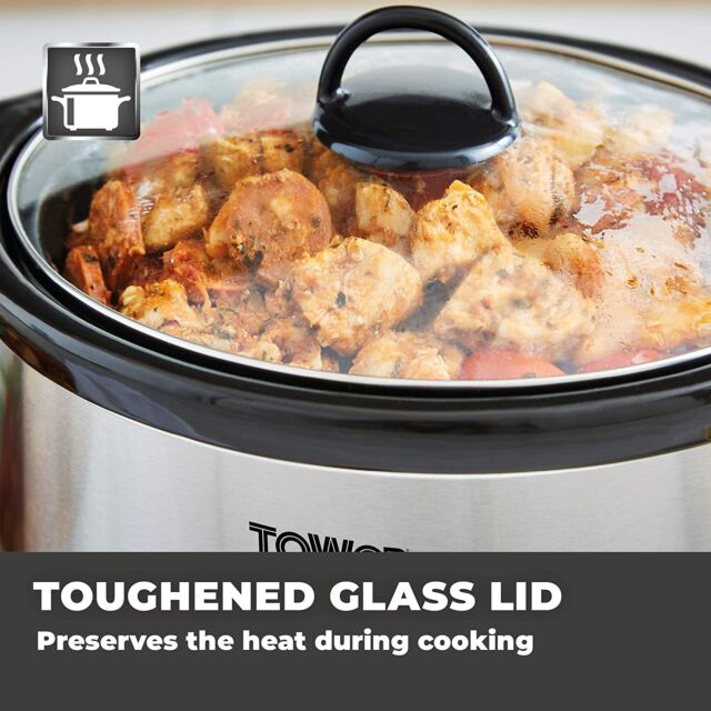 Tower T16039Y Stainless Steel Slow Cooker 3.5L