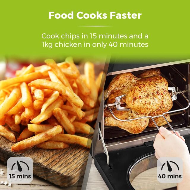Tower T17051BLK Air Fryer Large Capacity 14.5 Litre With Rotisserie