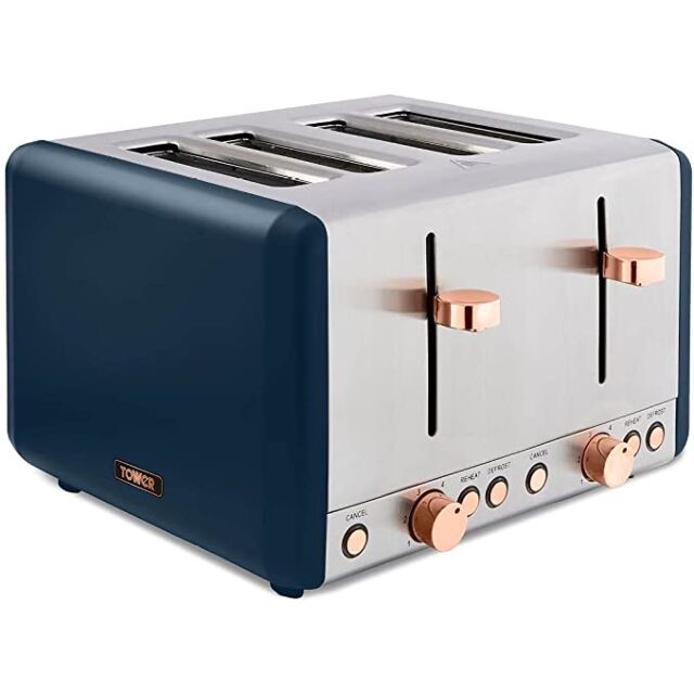 Tower T20051MNB 4 Slice Toaster Cavaletto In Blue 