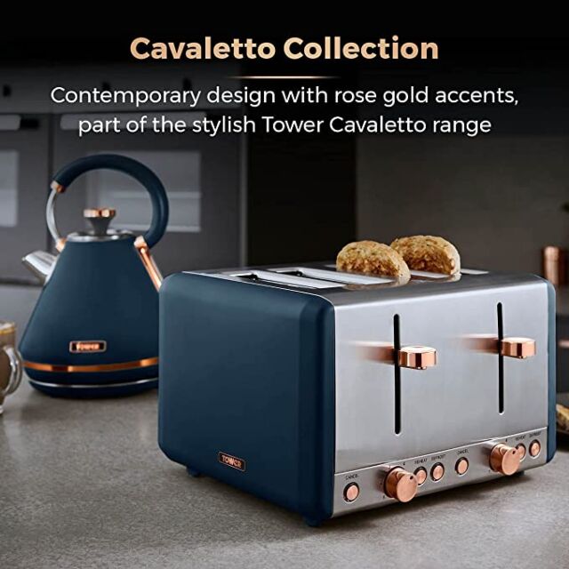 Tower T20051MNB 4 Slice Toaster Cavaletto In Blue 