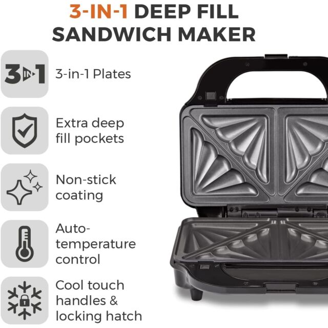 Tower T27032 3 In 1 Sandwich Panini Maker 