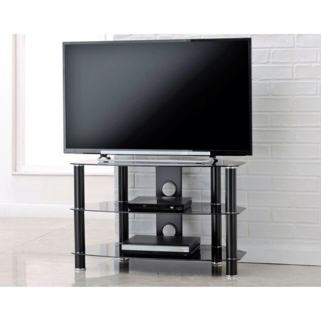 TTAP C303C-800-3BB Black Satin Legs, Black Curved Glass, Cable Management, 3 Shelves