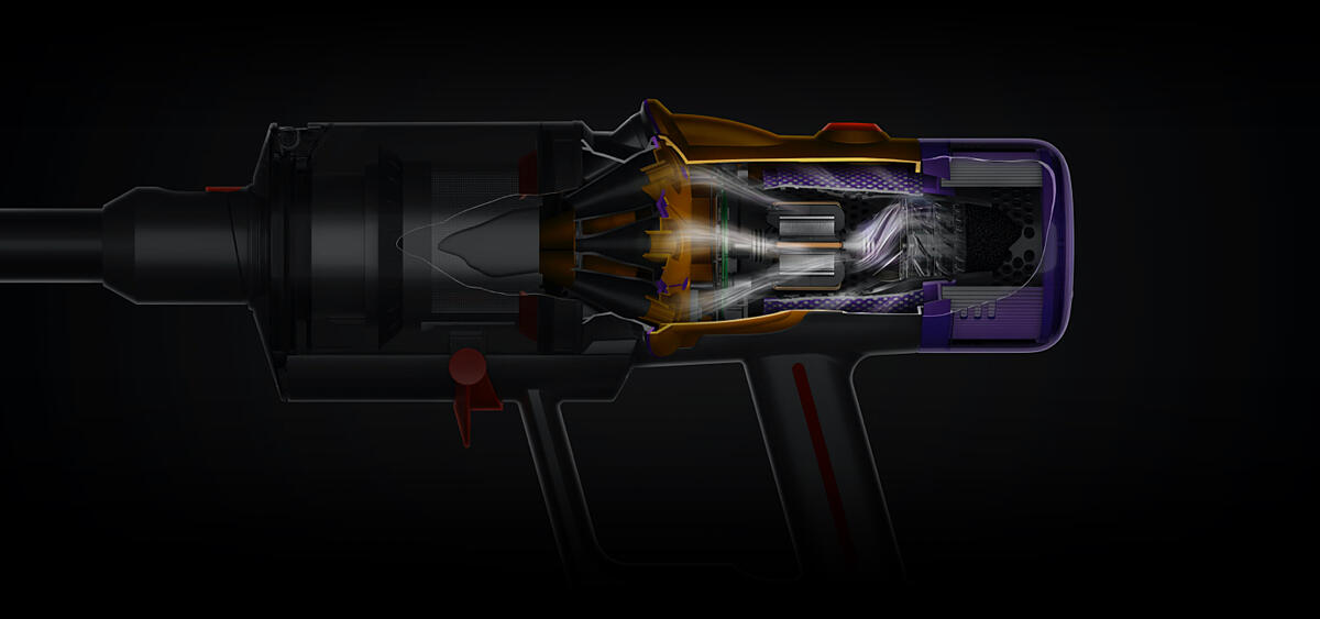 Cutaway diagram revealing the electrostatically charged Technostat layer of the V12-2023.